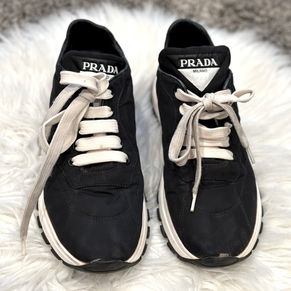Prada Milano Tennis Shoe - Black - Woman's 35.5 - Used Condition - Picture 1 of 11